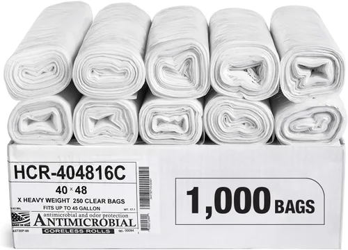 Miniatura 35 de Aluf Plastics Bolsas de basura de alta densidad, 10 galones, 1000 unidades, 6 micrones (eq), 24" x 24", transparentes, para baño, oficina