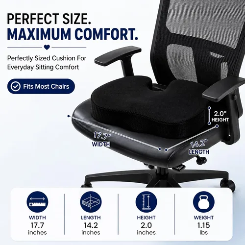 Miniatura 4 de Cojín ortopédico de espuma viscoelástica de alta calidad para silla de oficina y asiento de automóvil. Almohada ergonómica en forma de U para coxis