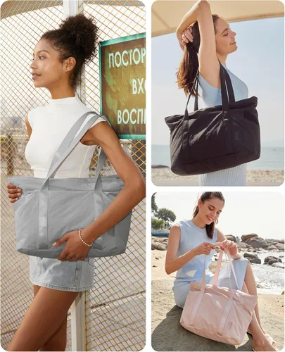 Miniatura 35 de BAGSMART Bolsa de mano para mujer con cremallera, bolsa de gimnasio con compartimentos, bolsa de trabajo para enfermera, baile, bolsa de yoga