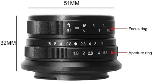 Miniatura 6 de 7artisans 25mm F1.8 APS-C Lente fija manual para cámaras Fuji X-A1 X-A10 X-A2, X-A3 X-at X-M1 XM2 X-T1 X-T10 X-T2 X-T20 X-Pro1 X-Pro2 X-E1 X-E2