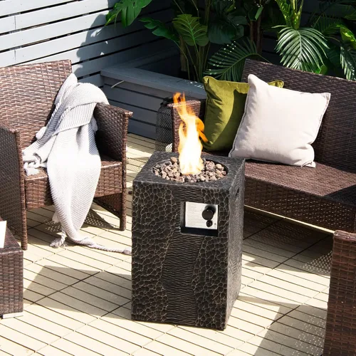 Miniatura 2 de Tangkula Patiojoy - Chimenea de propano para patio de 16 pulgadas, chimeneas de gas cuadradas de encendido electrónico con cubierta protectora