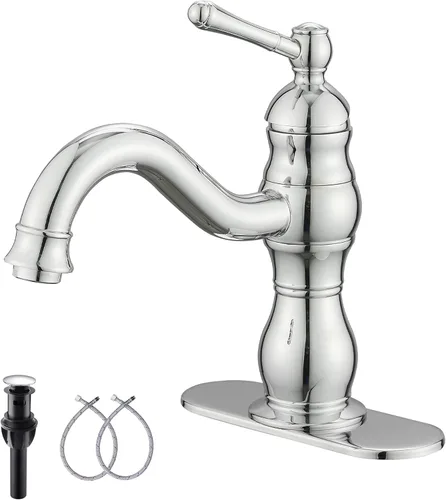 Miniatura 14 de Grifo giratorio de 360 ° con un solo orificio para lavabo de baño, desagüe desplegable a juego sin desbordamiento, bronce aceitado Bronce frotado