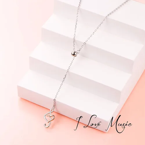 Miniatura 3 de (Dije para collar de nota musical) De plata de ley 925 para mujeres y niñas, 18.0 in