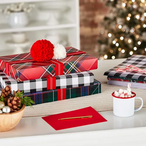 Miniatura 2 de Hallmark Cajas de regalo medianas con tapas (12 cajas de camisas, 3 diseños: cuadros de búfalo, cuadros rojos, tartán verde) para Navidad, fiestas