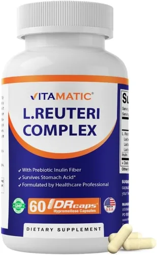Vitamatic Complejo Lactobacillus Reuteri – 22 mil millones de UFC por cápsula de liberación retardada – 60 cápsulas – Apoyo a la salud digestiva e