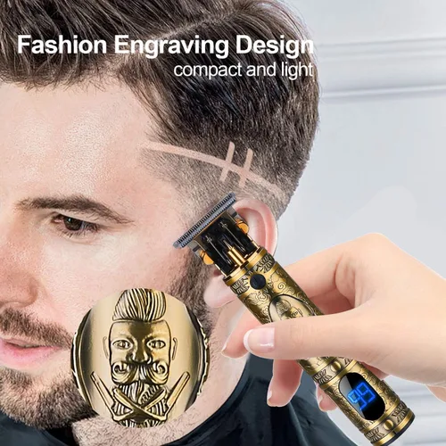 Miniatura 2 de Máquina eléctrica de corte de pelo con bajo ruido recargable JM700AL corte de cierre inalámbrico T Blade Hair Trimmer hombres, dorado, 20X11X5.2.0 in