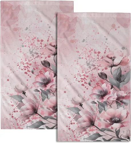 Giwawa Juego de 2 toallas de mano con diseño floral de cerezo, suaves y absorbentes, para baño, cocina, hotel, spa, decoración Flor de cerezo rosa