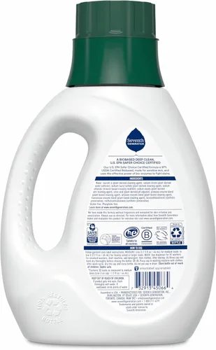 Miniatura 2 de Seventh Generation Detergente líquido para ropa, Free & Clear, 30 cargas, certificado USDA 97% de base biológica, 45 onzas líquidas