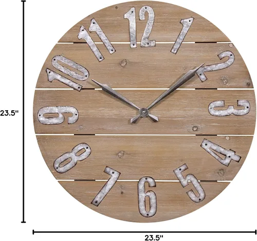 Miniatura 5 de LaCrosse 404-3960W Reloj de pared de cuarzo de madera rústica de 23.5 pulgadas