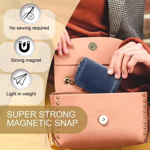 Miniatura 5 de CooBigo 24 juegos de broches magnéticos para cierres de bolso de 14 mm, kit de repuesto de broches magnéticos para bolsos y bolsos de mano, ropa