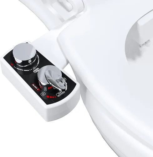 Hibbent Accesorio de bidé para inodoro, rociador de agua caliente y fría, boquilla doble no eléctrica para lavado frontal y trasero, control de