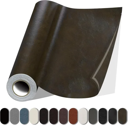 Miniatura 12 de Parche de reparación de cuero, autoadhesivo de 17 x 79 pulgadas, cinta de parche de vinilo grande para sofás, muebles, asientos de automóvil, Negro
