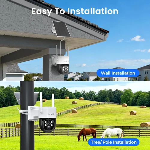 Miniatura 3 de XMARTO Cámara solar inalámbrica para exteriores, 4 PC QHD 4MP Sistema de cámara de seguridad PTZ inalámbrica con 4K 10CH expandible WiFi NVR, carga