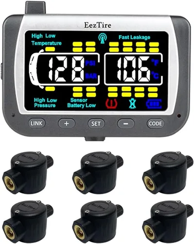 Miniatura 14 de EEZ RV Products EEZTire - Sistema de monitoreo de presión de neumáticos en tiempo real/24x7 - Monitor a color + 4 sensores + Sistema de refuerzo