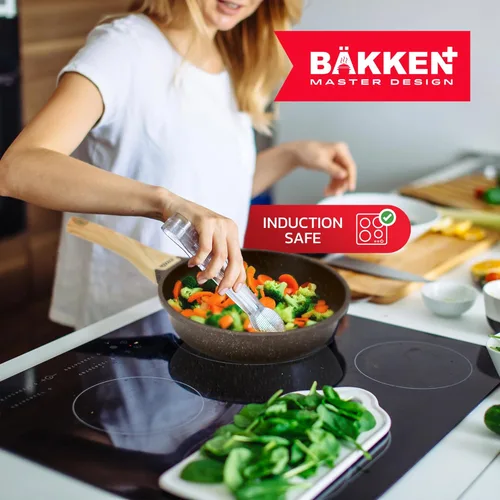 Miniatura 8 de Bakken Master - Juego de utensilios de cocina de 20 piezas, ollas y sartenes con agarres de mango y tapas de vidrio templado, con juego de 6 piezas