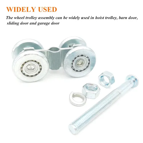 Miniatura 7 de 2 unids ruedas de rodillos de pista Heavy Duty Trolley Asamblea Rodillos silenciosos Rueda Estable Carro de rodillos soldados usado para granero