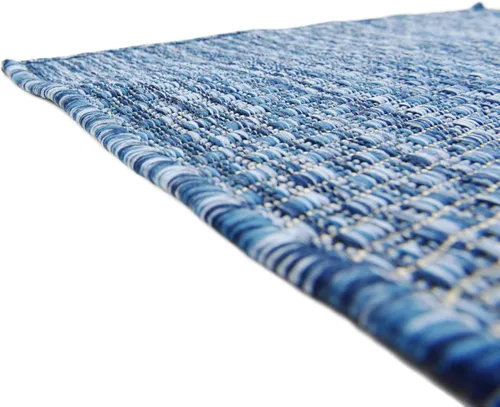 Miniatura 11 de Unique Loom Collection Alfombra de Área Plana Casual de Transición Sólida Jaspeada para Interiores/Exteriores (Pasillo 2' x 6' 1", Azul/Azul Marino)
