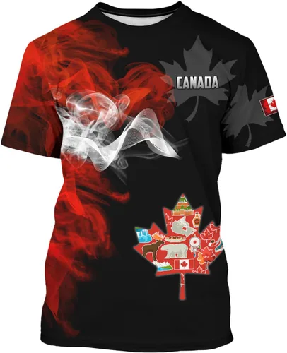 Miniatura 10 de Camisa de hoja de arce canadiense para hombre, camiseta de bandera del día de Canadá, impresión 3D, camisa de manga corta, unisex