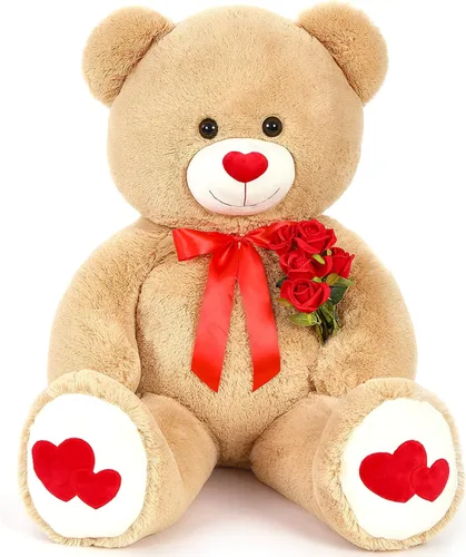 Miniatura 14 de Tezituor Oso de Peluche Marrón Beige de 24 Pulgadas - Juguetes de Oso de Peluche para Niños y Niñas