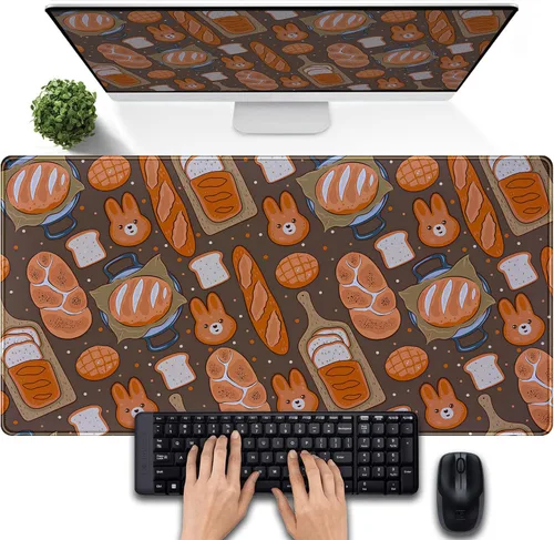 Miniatura 8 de Tapete de escritorio de bosque anime, lindo tapete de mouse verde, tapete de escritorio completo Kawaii estético XXL para juegos Mousemat XL