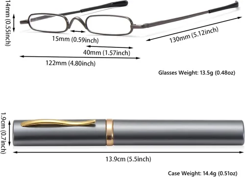 Miniatura 4 de Mini gafas de lectura delgadas tipo bolígrafo con estuche de clip portátil, lectores de bolsillo pequeños para hombres y mujeres