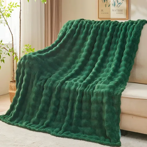 Miniatura 18 de NEWCOSPLAY Manta para Sofá Aqua Súper Suave de Franela Polar 3D Burbuja Ligera Manta de Cama para Uso en Todas las Estaciones (Aqua, Throw(50"x60"))