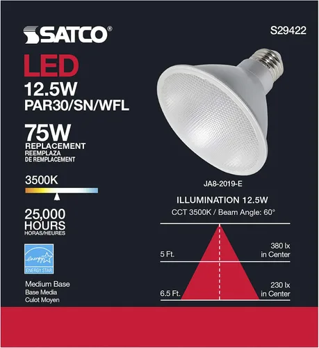Miniatura 6 de Satco S29422 12.5 vatios; LED PAR30SN; 3500 K; cumple con California (12 bombillas LED)