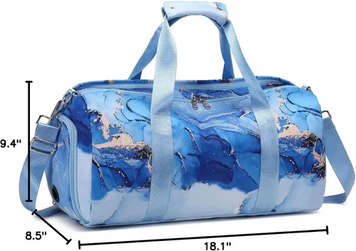 Miniatura 7 de Bolsa de lona para adolescentes, bolsa de gimnasio deportiva con compartimentos para zapatos y ropa húmeda, para baile, natación, pijamadas, durante