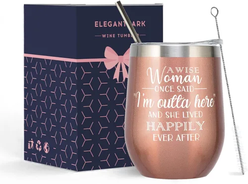 Miniatura 16 de ELEGANTPARK Regalos de jubilación para mujeres 2026, regalos para compañeros de trabajo para mujeres, Wise Woman Said I'm Outta Here, vaso de Una