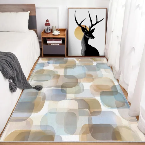 Miniatura 5 de 2x3 Mid Century Modern Throw Rugs for Entryway, Washable Watercolor Geometric Pattern Indoor Door Mat, Bedroom Kitchen Entrance, Non Slip Soft Thin