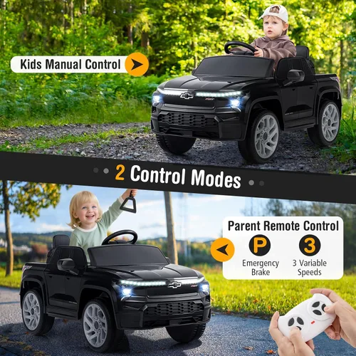 Miniatura 2 de Costzon Vehículo para montar en coche, camión Chevrolet con licencia de 12 V, vehículos eléctricos para niños con control remoto, almacenamiento