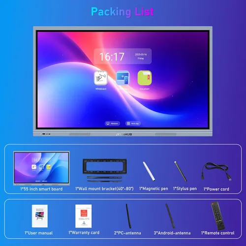 Miniatura 9 de Pizarra electrónica de 55 pulgadas con pantalla táctil HD 4K, pizarra interactiva para aula y conferencia, sistema operativo Android y Windows