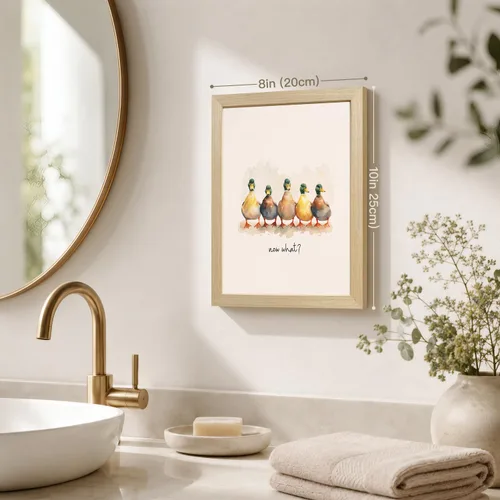 Miniatura 3 de HLXRAE Divertido arte de pared con diseño de pato, lindo animal de granja, decoración de pared de baño de 8 x 10 pulgadas