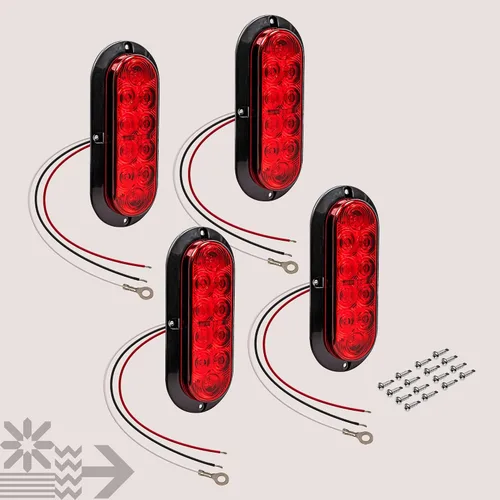 Miniatura 8 de TRUE MODS - Kit de 4 luces traseras LED ovaladas rojas de 6 pulgadas para remolque [DOT FMVSS 108] [SAE S2T2I6] [Montaje en superficie]