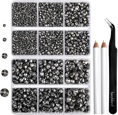 Miniatura 23 de 6736 piezas de diamantes de imitación Hotfix con parte trasera plana, diamantes de imitación rosa para manualidades y ropa, 5 tamaños mixtos, kit