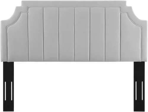 Miniatura 5 de Modway Alyona - Cabecera capitoné de terciopelo de alto rendimiento, color gris claro