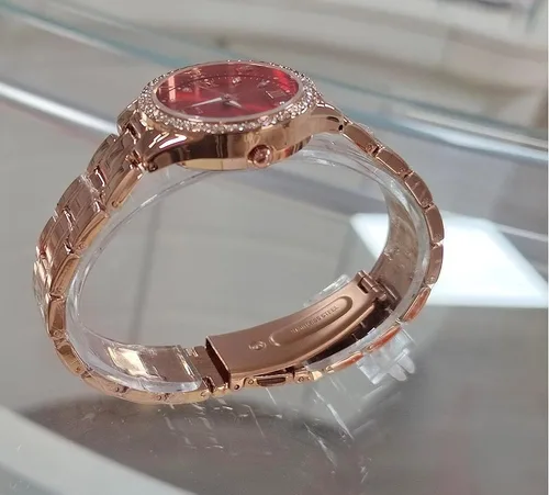 Miniatura 2 de Relojes de moda para mujer, esfera brillante, oro rosa, acero inoxidable, fecha, impermeable, cuarzo, para mujer