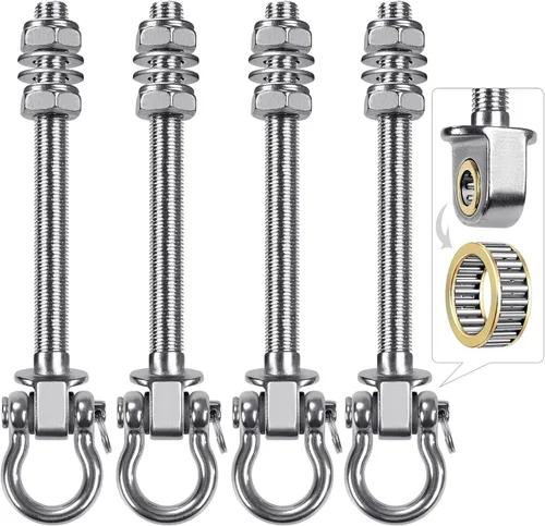 Miniatura 15 de BeneLabel Ganchos de columpio resistentes con rodamientos, juego de 6 herrajes de acero inoxidable 304 para vigas de madera y metal, ideal para 6