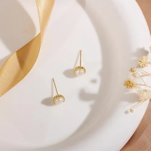 Miniatura 47 de Aretes de perlas para mujer, perlas redondas blancas, aretes de oro envueltos de alambre, joyería hecha a mano para mamá, amante y ella