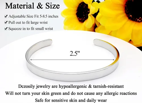 Miniatura 33 de Pulseras inspiradoras para mujer, joyería de acero inoxidable, con refranes, pulsera motivacional con mensaje oculto, pulseras grabadas para mejor