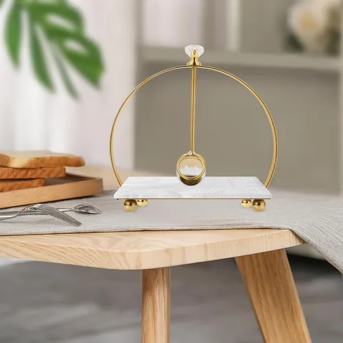 Miniatura 4 de Beaupretty Rustic Arc Iron Napkin Holder for Dining Table, Gold Metal Paper Towel Dispenser with Weighted Arm, Countertop Organizer for Kitchen and