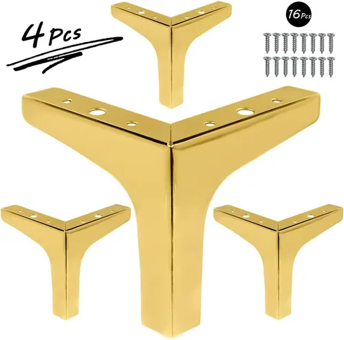 Miniatura 2 de Patas para muebles, patas de metal dorado de 6 pulgadas para muebles, patas de mesita de noche resistentes para mesa, armario, sofá, silla