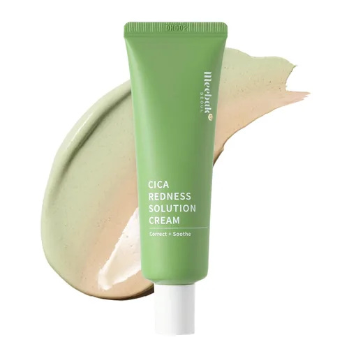 Meebak Crema de solución de enrojecimiento de Cica | Alivio de enrojecimiento para la cara | Corrector de color verde | Crema BB para pieles