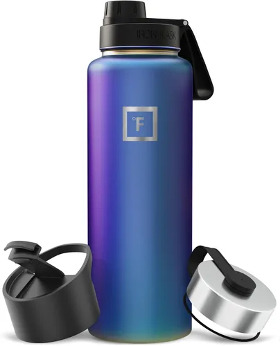 Miniatura 76 de IRON °FLASK Frasco de hidratación para acampar y senderismo con pajilla, botella de agua deportiva de acero inoxidable con aislamiento de boca Dark