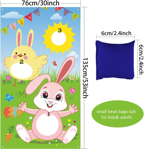 Miniatura 2 de Juego de lanzamiento de Pascua con 3 bolsas de frijoles, juego de fiesta de conejo de Pascua para adultos suministros de fiesta (estilo verde)