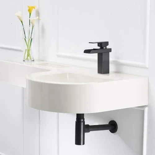 Miniatura 3 de Trampa para botellas de latón, 1 1/4 redonda, trampa en P, trampa decorativa para lavabo, fregadero, tubo de drenaje, altura ajustable, color negro