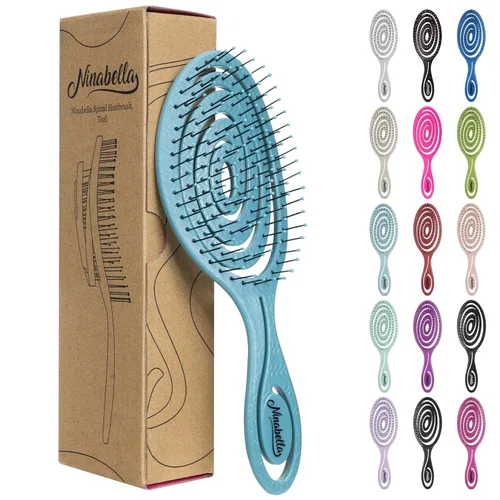 Miniatura 11 de Ninabella Cepillo desenredante para cabello para mujeres y hombres, no tira, cepillos alisadores para cabello liso y rizado, cepillo único en Crema