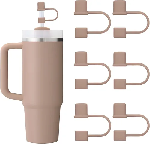 Miniatura 15 de 6 piezas de cubiertas de pajita de silicona con tapa compatible con vaso Stanley de 30-40 oz con mango, tapa de 10 mm, cubiertas de pajita a prueba