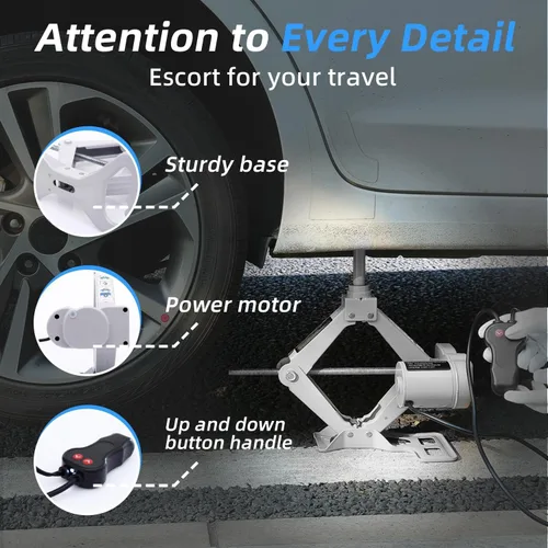 Miniatura 3 de STANDTALL - Gato eléctrico para autos de 3 toneladas, juego de gato de tijera para piso, 12V, kit de elevación automática para vehículos, Gris