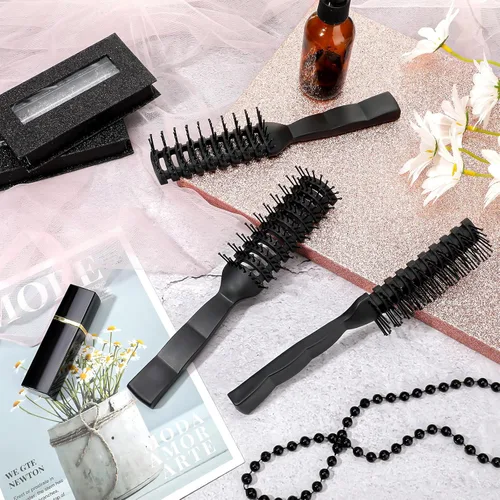 Miniatura 8 de Patelai 3 piezas de cepillo de ventilación para hombres y mujeres, cepillo de pelo de plástico negro, cerdas antiestáticas para cabello húmedo